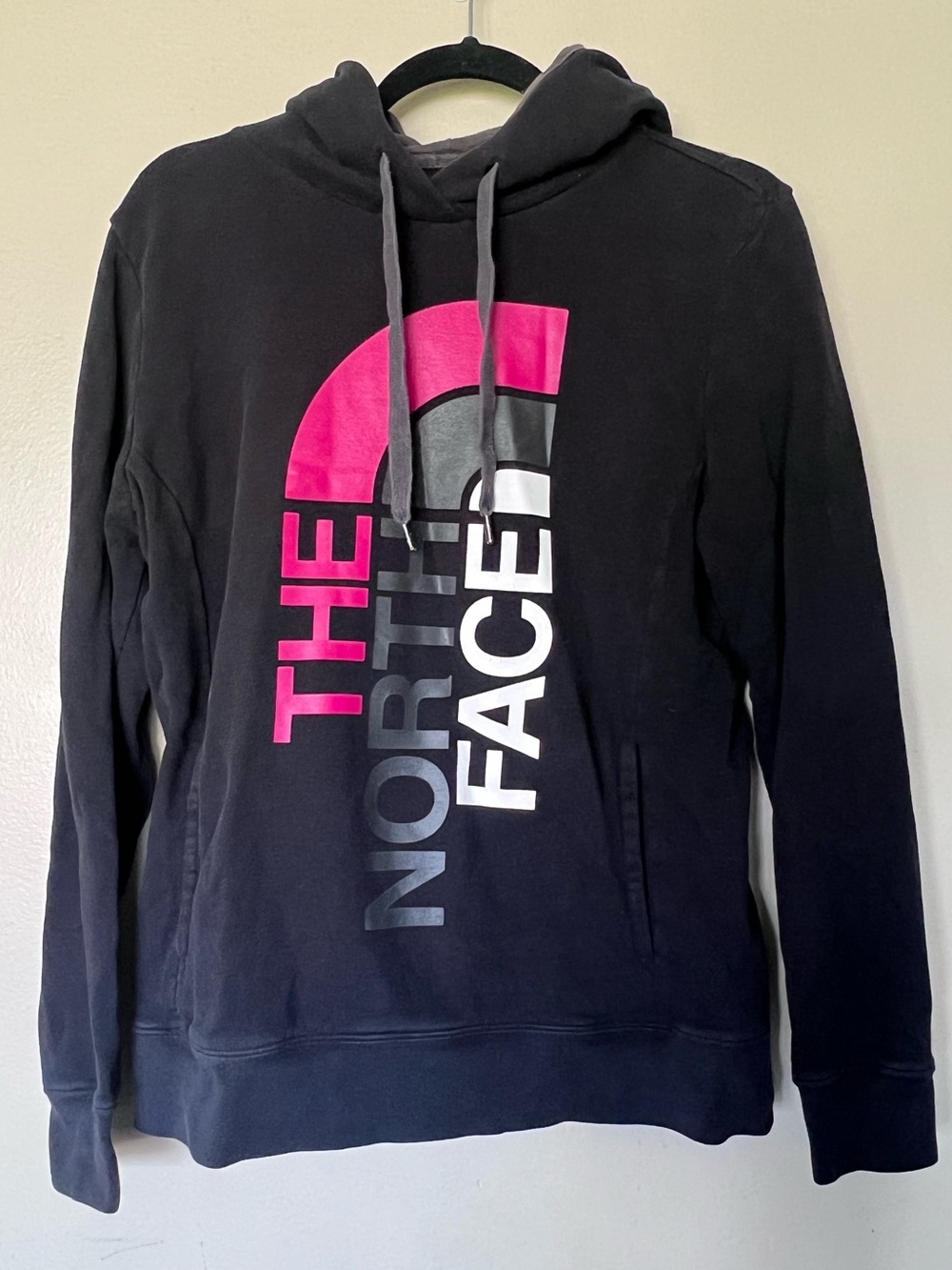 The North Face Black Sweatshirt with Pink White Logo Accent
